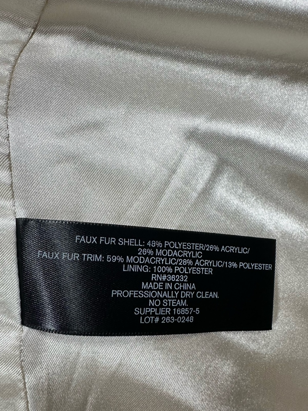 Liz Claiborne Cream Faux Fur Hooded Jacket Coat - Size Medium - Picture 6 of 7